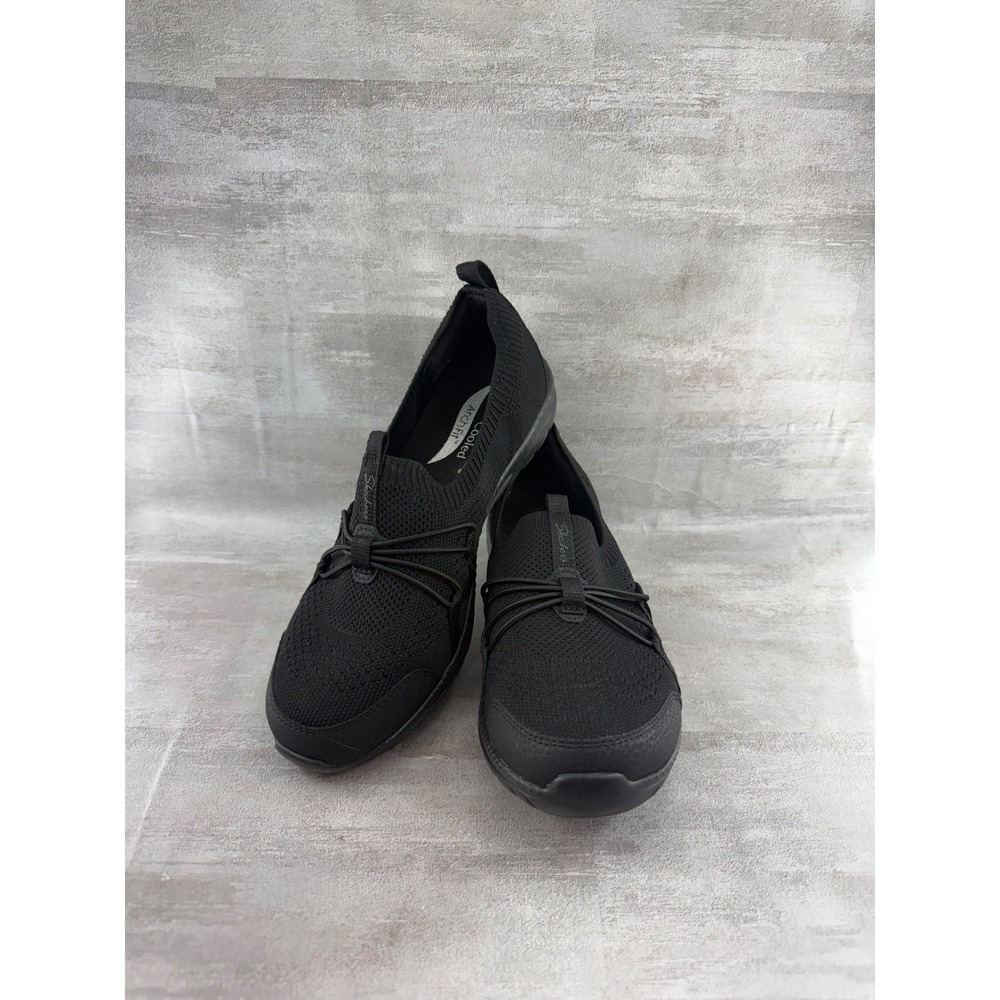 Skechers Arch Fit Black Slip On Walking Shoes Women Sz 7.5 100641 BBK Knit